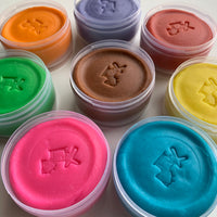 8 colours of handmade play dough